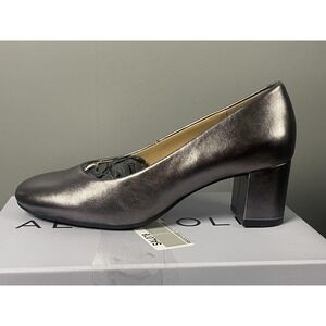 Aerosoles Ebel Shoes Womens Size 6.5M Gray Gunmetal Leather Block Heel Pumps